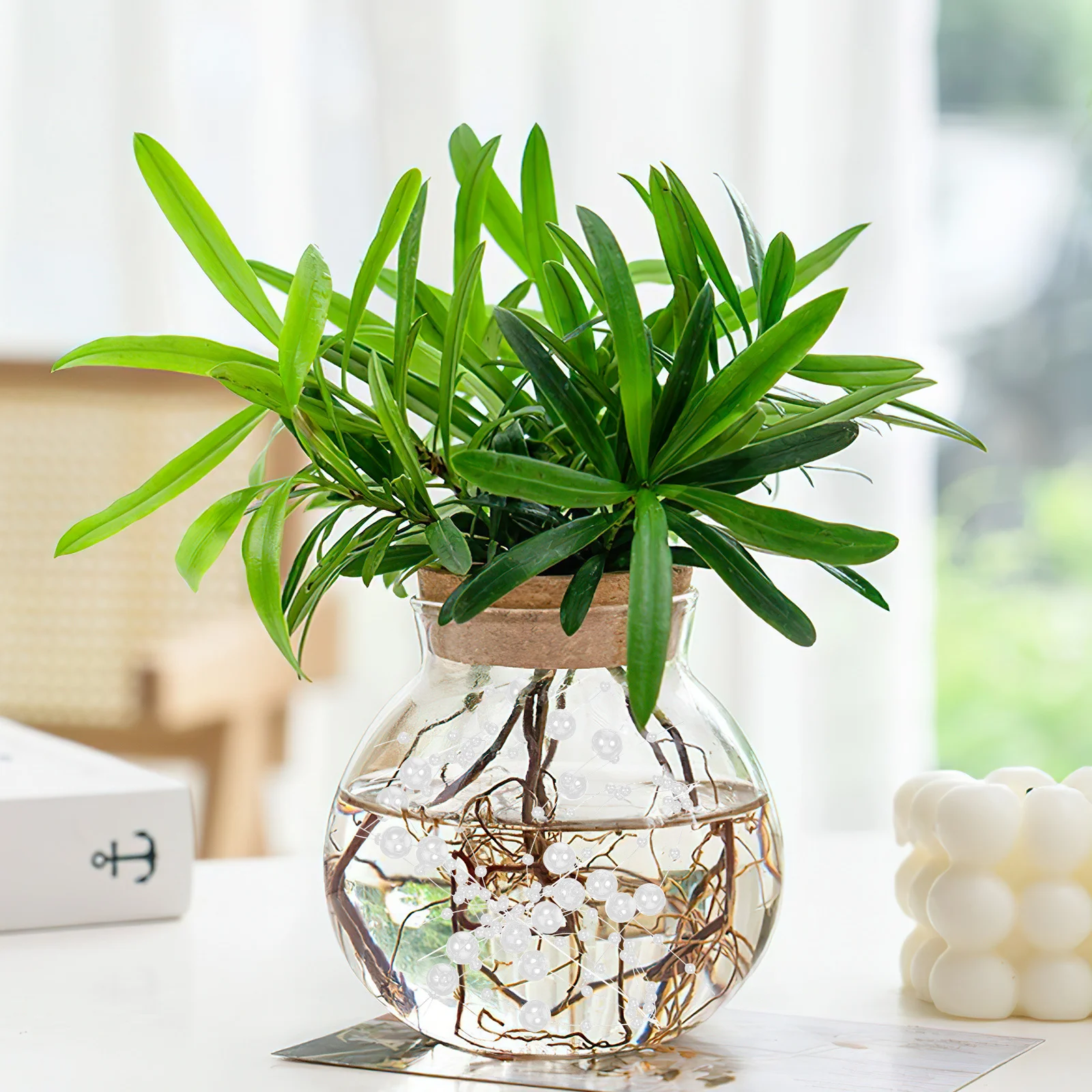 1 Rolle Perlenschnur zum Dekorieren von Vasen, Basteln, Girlanden, Tischdekoration, Zubehör