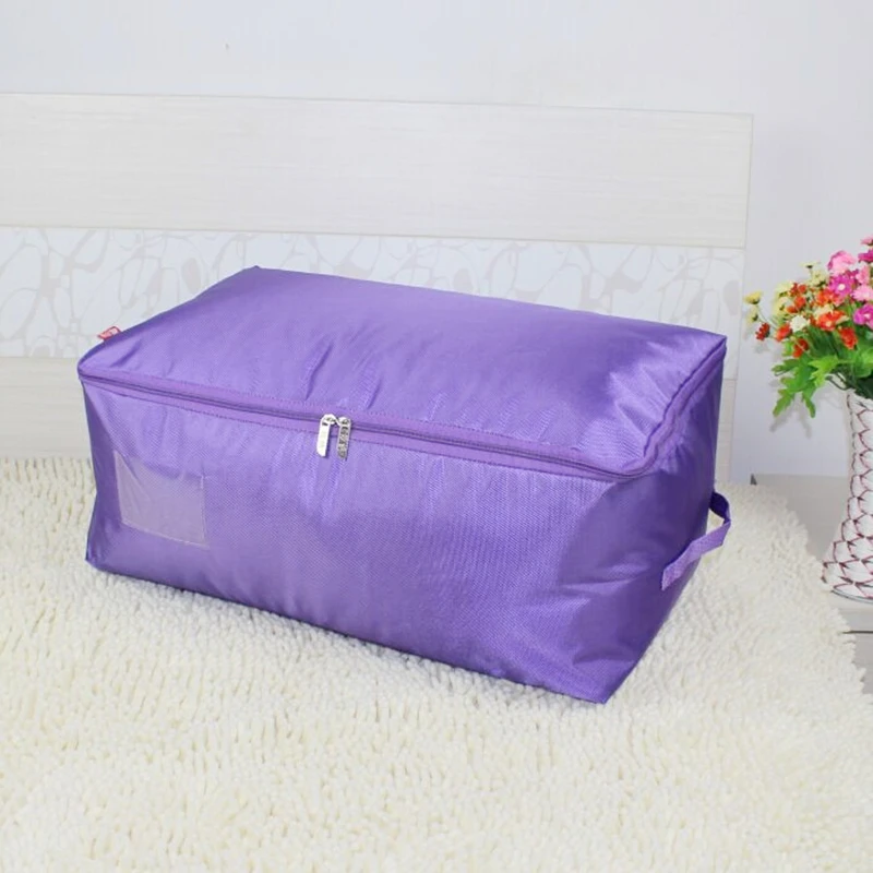 Simple Solid Color Oxford Fabric Quilt Storage Bag Household Moisture-proof Clothing Organize Bag Travel Luggage Packaging Bag