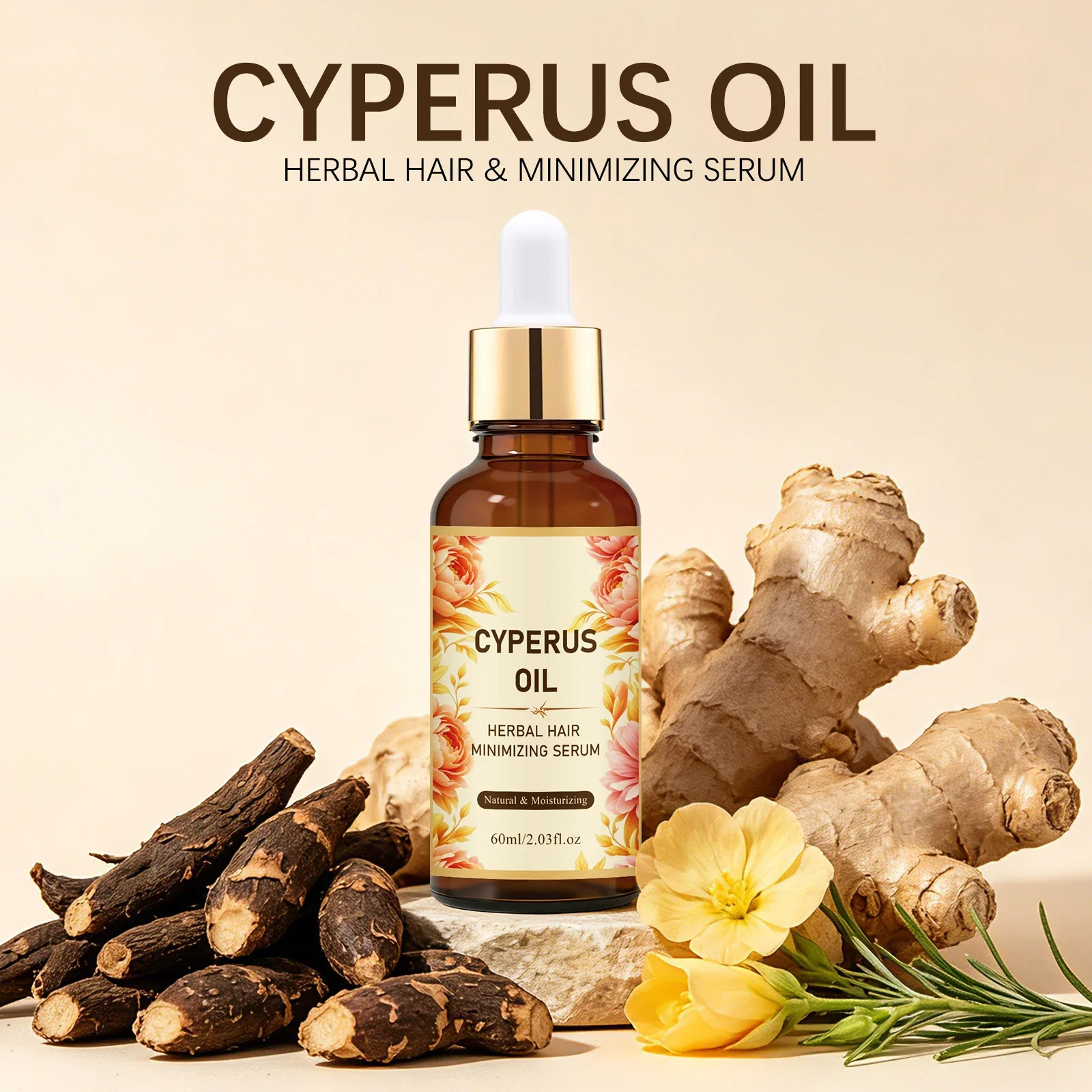 Cyperus Herbal Soothing Serum 60ml - Natural Plant Oil for Post-Hair Removal Care, Moisturizes & Soothes Arms & Legs.
