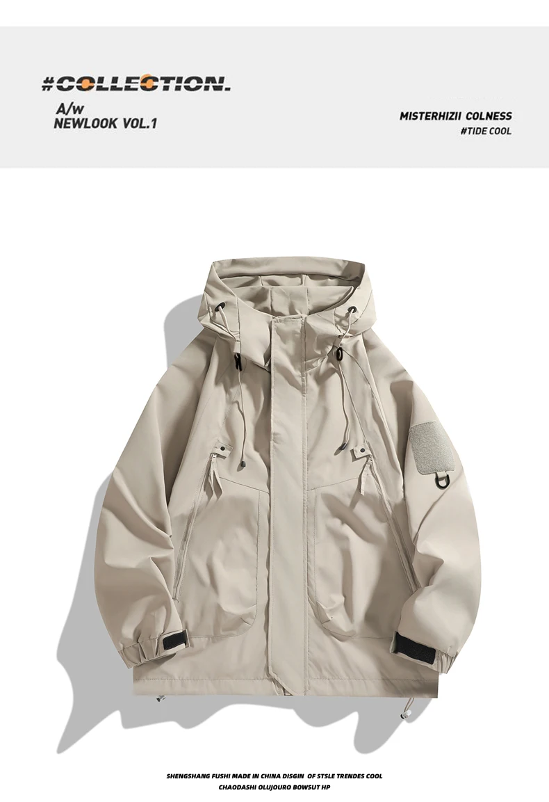 Herbst Outdoor Windbreaker Unisex Wanderjacken mit Kapuze Wasserdichte Trekkingjacke Frühling Camping Dünne Trekkingjacke für Männer und Frauen – Detail 11