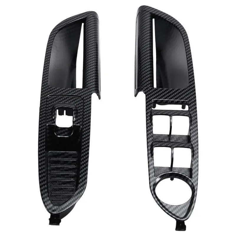 1Pair Front Door Window Switch Panel For Ford Escape C-MAX 2013-2018 ABS Carbon Fibre Window Glass Lift Trim Cover Bezel-ABQF