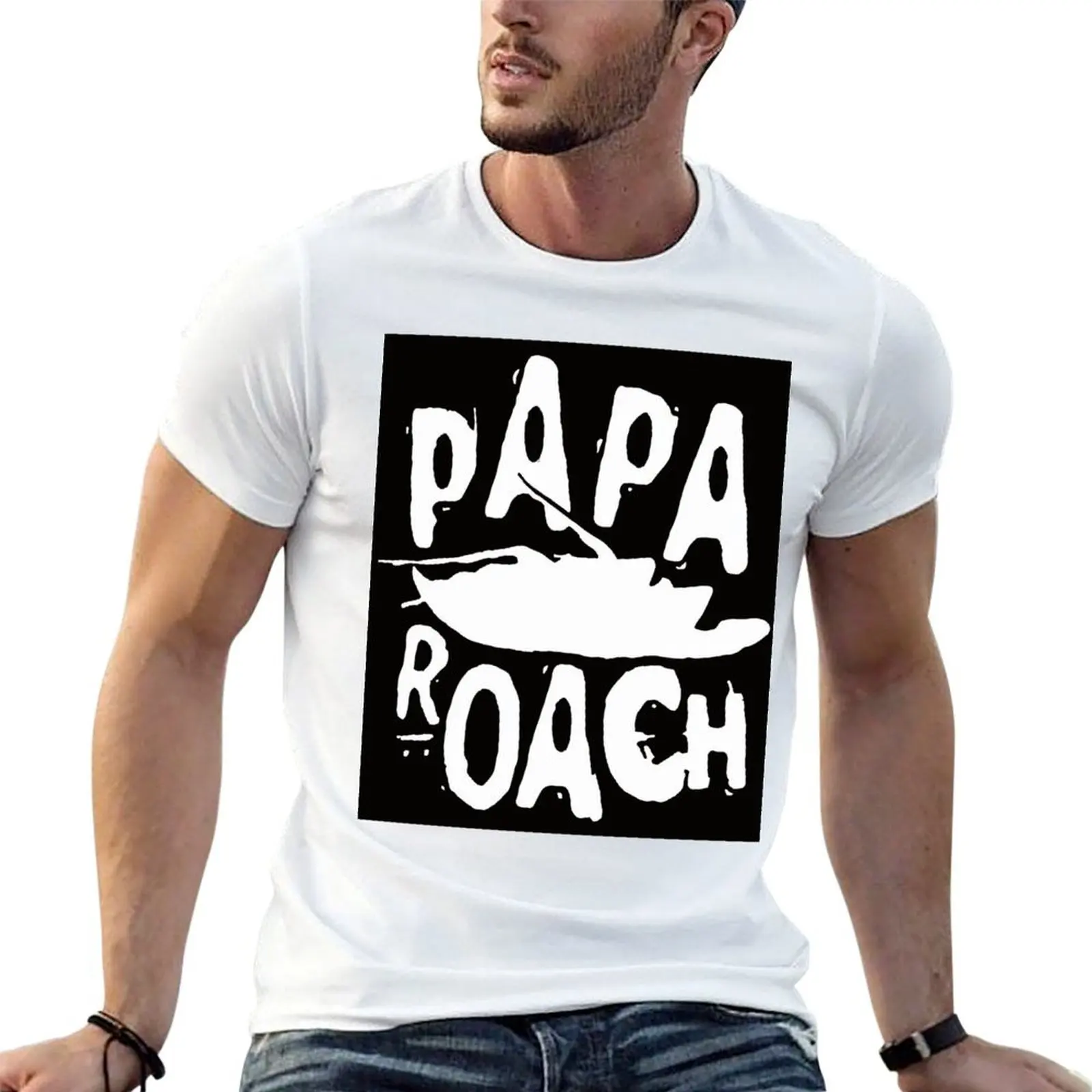 

album roach black and white T-Shirt printed t shirts for man t shirts for man cotton soft T-Shirt