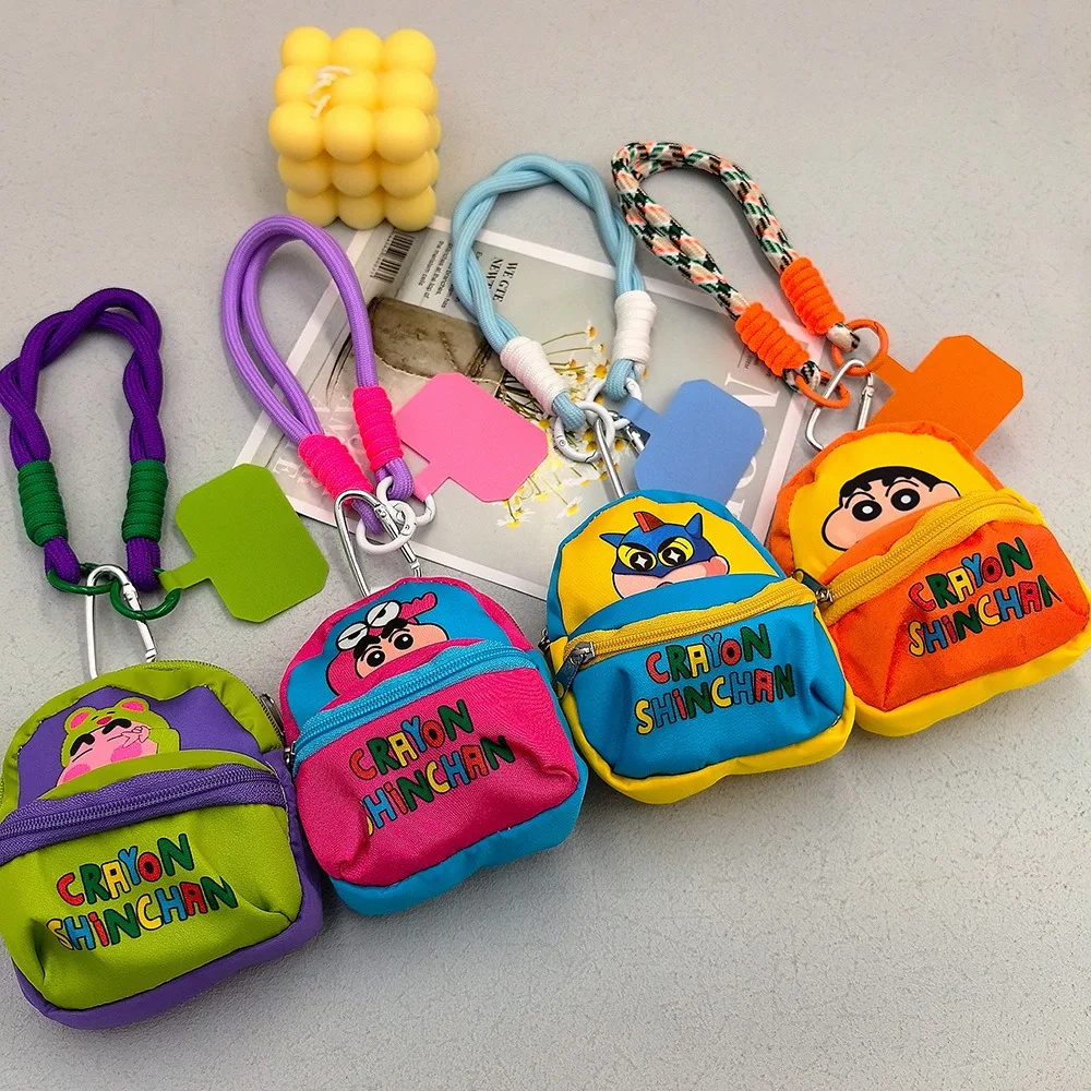 Crayon Shin Chan Anime Figures Cartoon Mobile Phone Lanyard Wallet Earphone Case Storage Bag Protable Bag Keychain Gife for Kid