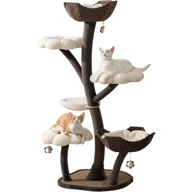 

Catry Blossom 6-Level Flower Cat Tree with Replaceable Flower Perches and Scratching Posts, Handwoven Baskets with Washable Beds