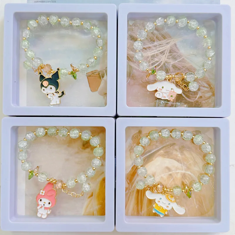 Sanrio Anime Melody Cinnamoroll Kuromi Cartoon Bracelets Women Chain Party Wedding Jewelry Holiday Gifts Girl Elastic Rope