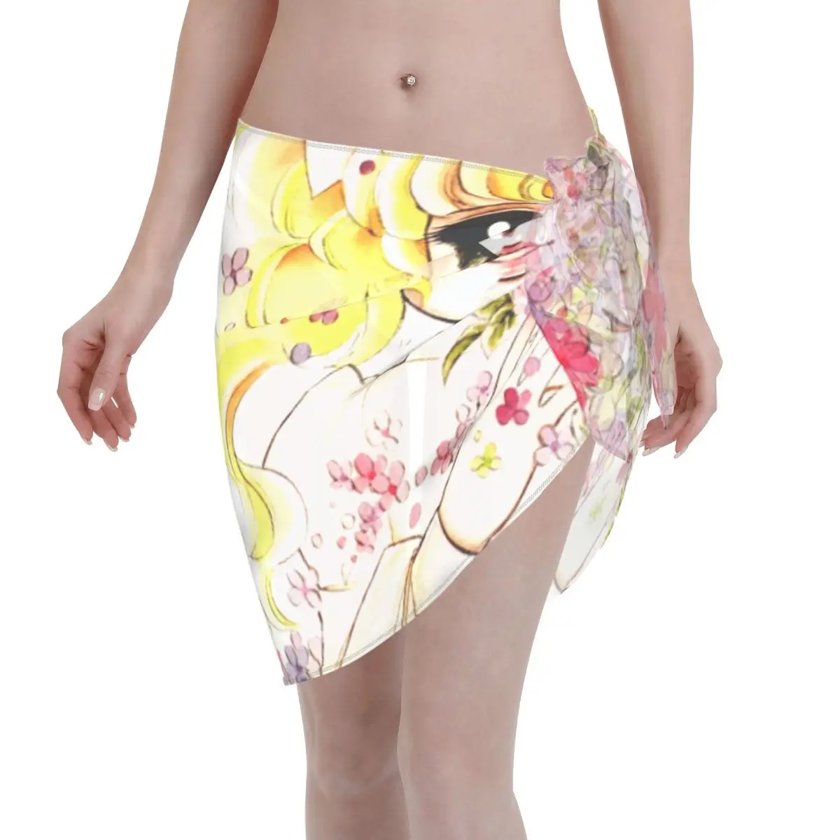 

Custom Fashion Candy Candy Casual Beach Dress Decorate Anime Manga Cartoon Girl Women Short Sarongs Beach Wrap For Swimwear