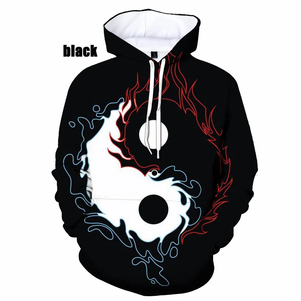 Fashion Yin Yang 3D Printing Men Women Hoodies Yin Yang Gossip Printed Casual Sweatshirt Hoodie Size XXS-4XL