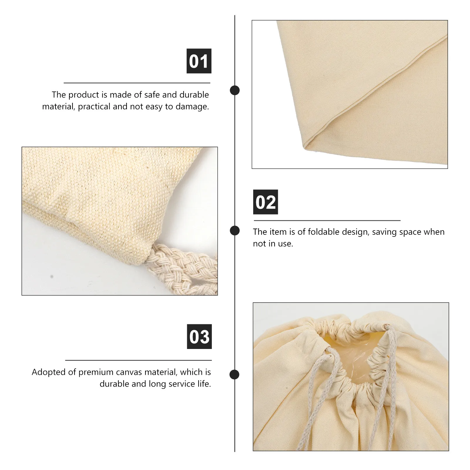 Heavy Duty Foldable Laundry Bag Large Canvas Drawstring Dirty Clothes Organizer for Home Hotel Travel Laundry Storage Pouch - view 2