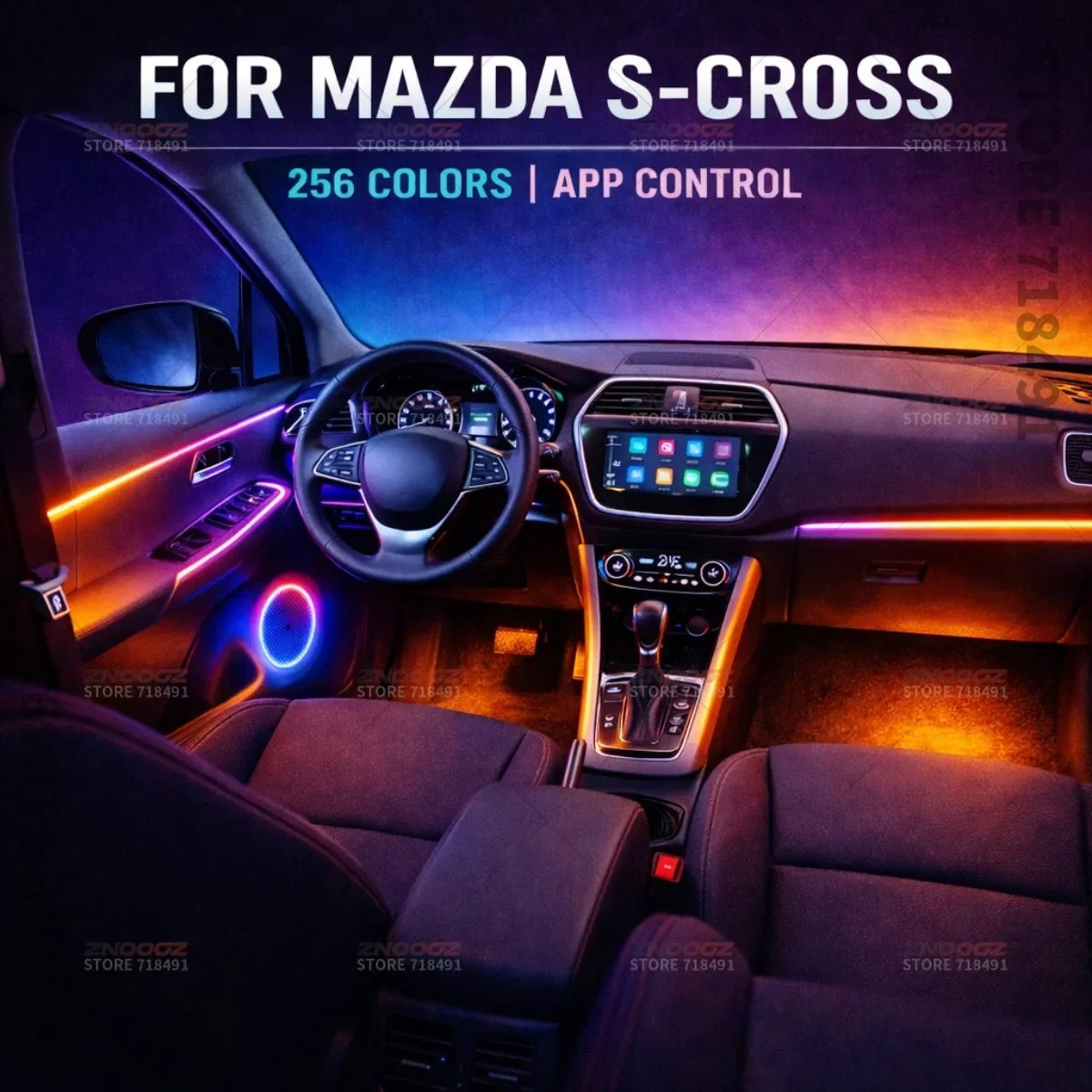 22in1 RGB Car Interior Acrylic Car Ambient Lights RGB Hidden Acrylic Strip Decoration Atmosphere Accessories For Mazda S-Cross