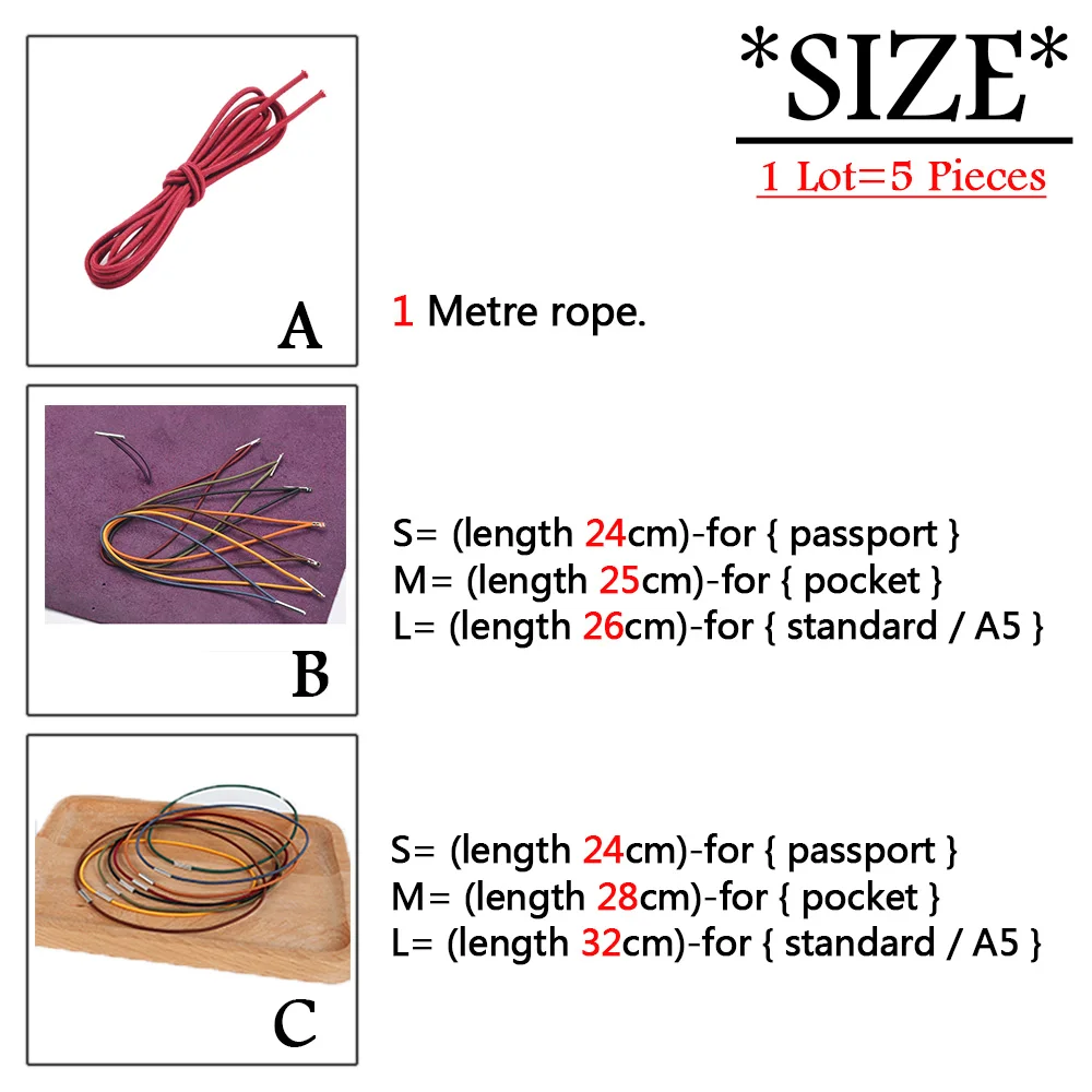 13 Colors Elastic Ropes DIY Genuine Leather Notebook Accessory Travel Diary Journal Elastic Band 1 lot=5 pieces