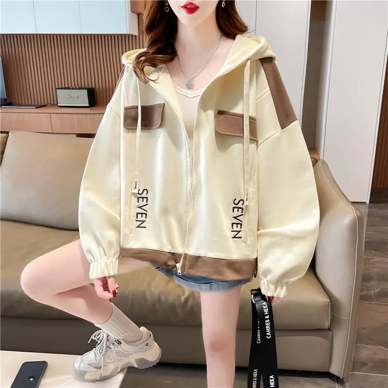 Coat Women's Spring And Autumn New Korean Version Of Loose Hoodies Fashion Design Sense Joker Age-reducing Casual Tops Tide.