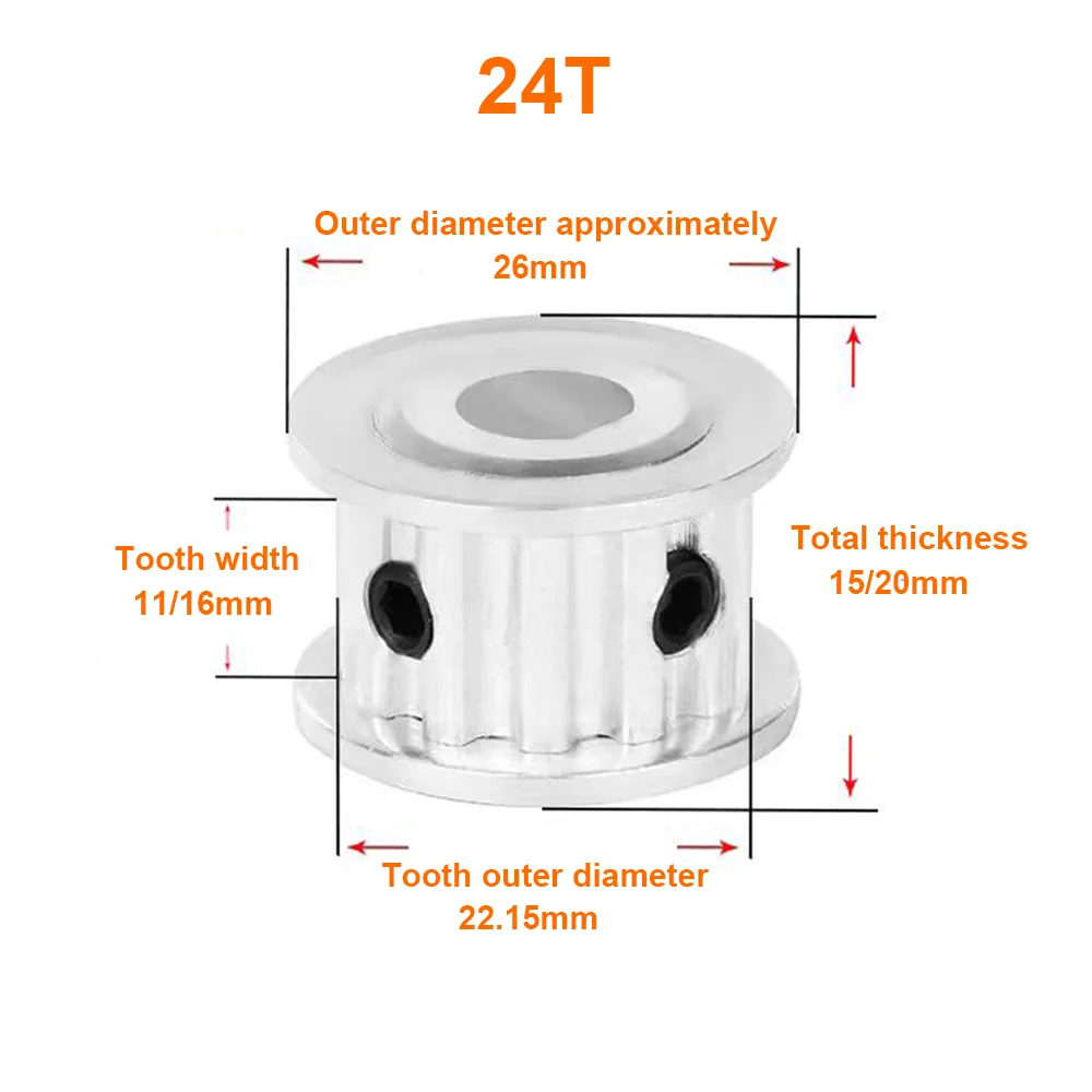 HTD 3M timing pulley D-shaped hole 20T/22T/24T/25T/26T/28Teeth  D-hole 5x4.5/6x5.5/8x7/8x7.5/10x9/12x11mm Slot Width 11/16mm