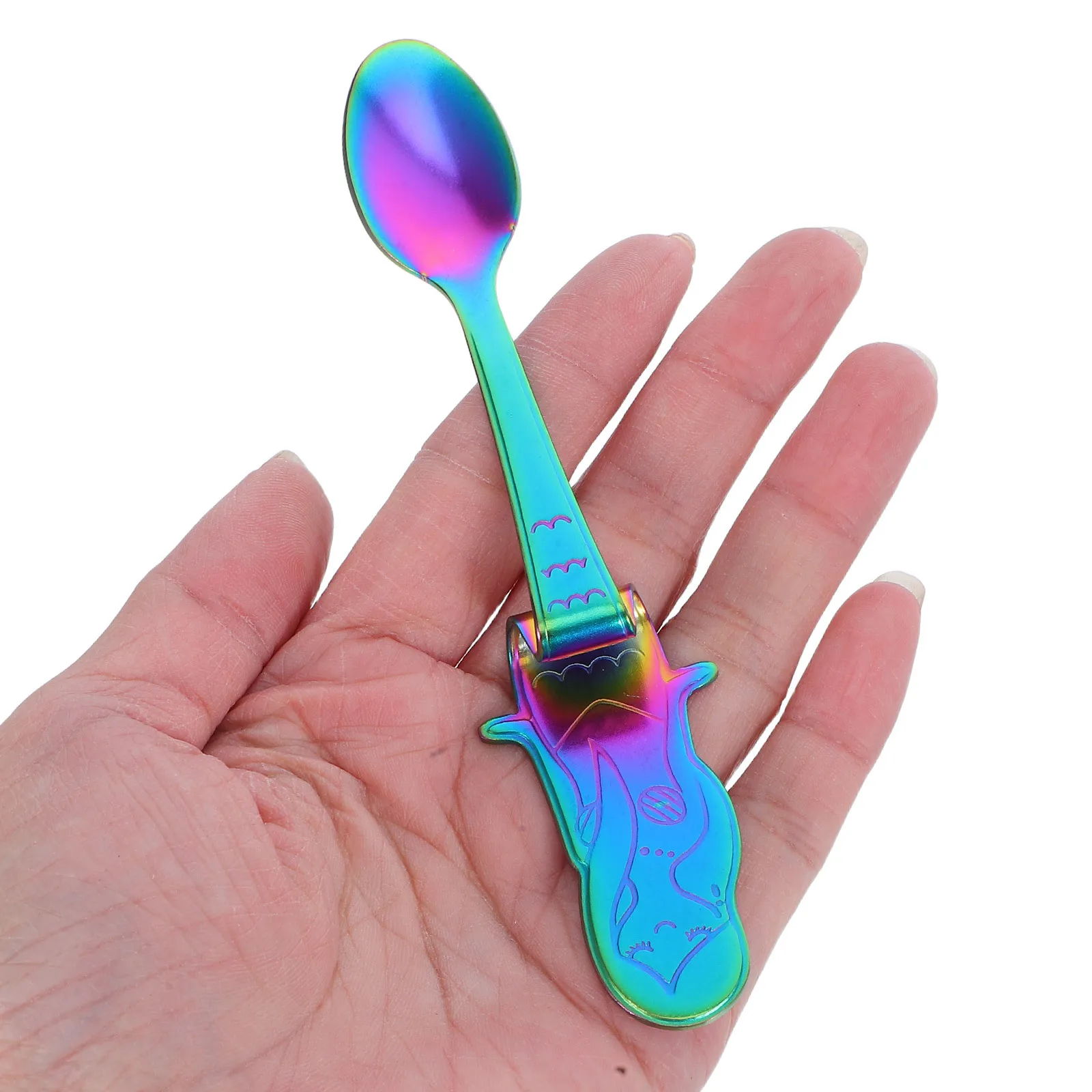 

5Pcs Exquisite Mermaid Shape Coffee Spoon Set Bright Texture Long-Lasting Shine Unique Design for Dessert Ice Cream Home Dining
