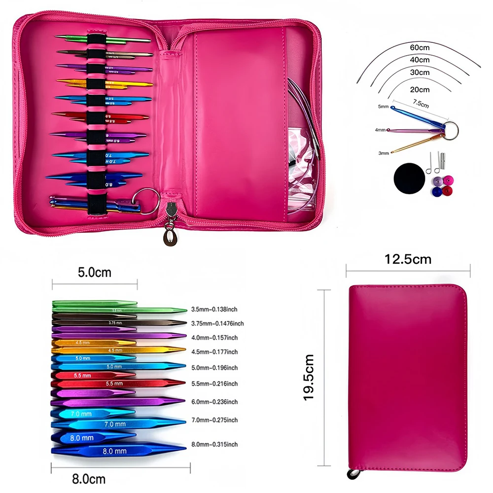 

Aluminum Square Knitting Needles Set Crochet Hooks Weaving Yarn Knitting Craft Tools Accessories Kit Needle For Beginner Gift