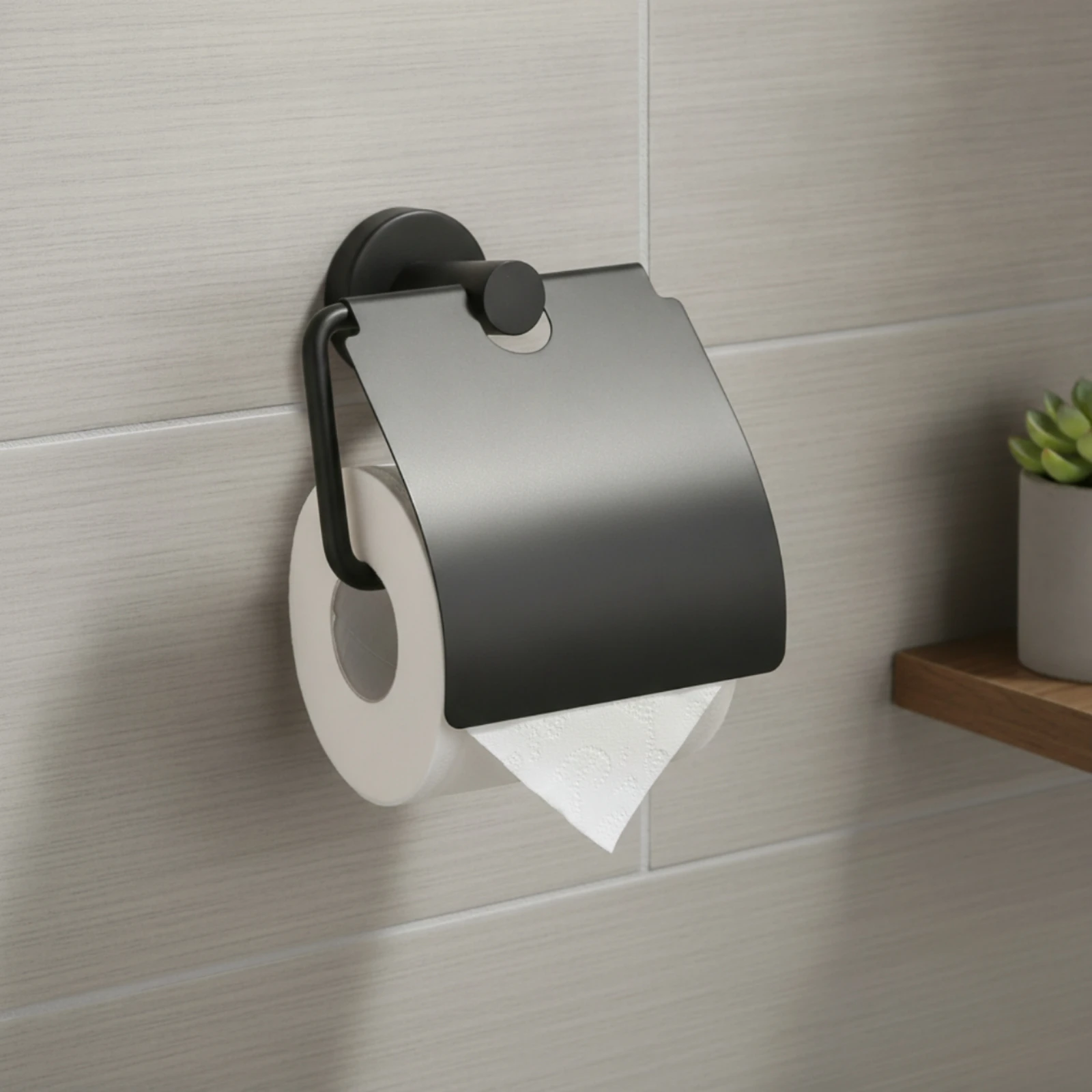 Toilet Tissue Holder with Shelf Stainless Steel Wall-Mounted Toilet Tissue Holder Bathroom Accessory Compact for Hotel