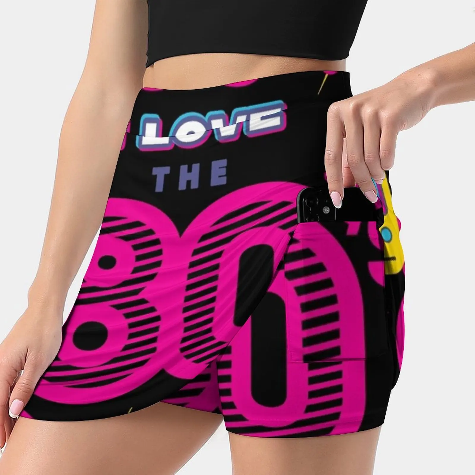 I Love The 80S Retro Style Women's skirt Y2K Summer Clothes 2022 Kpop Style Trouser Skirt With Pocket I Love 80S 80S Rocks