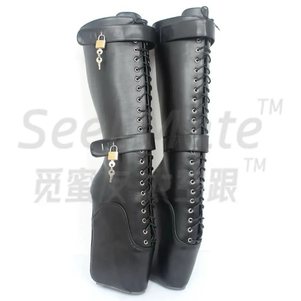 18cm super high heels, midsole, plus size matte prop shoes, cosplay boots for men and women, showcasing the charm of male and fe