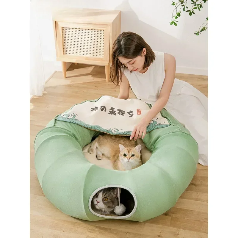 cat tunnel cat litter four seasons universal Japanese cat channel foldablet tunnel rolling dragon pet supplies