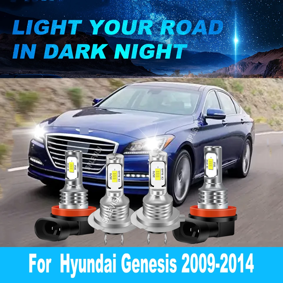 

H7 711 LED Headlight High Low Beam Bulbs -ensuring safer driving at night For Hyundai Genesis 2009 2010 2011 2012 2013 2014