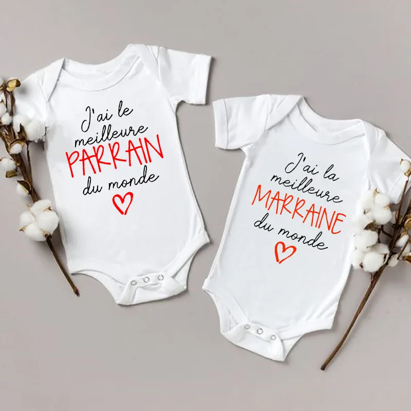 

I Have The Best Godmother/Godfather In The World Newborn Baby Bodysuits Funny Short Sleeve Infant Rompers Boys Girls Jumpsuits