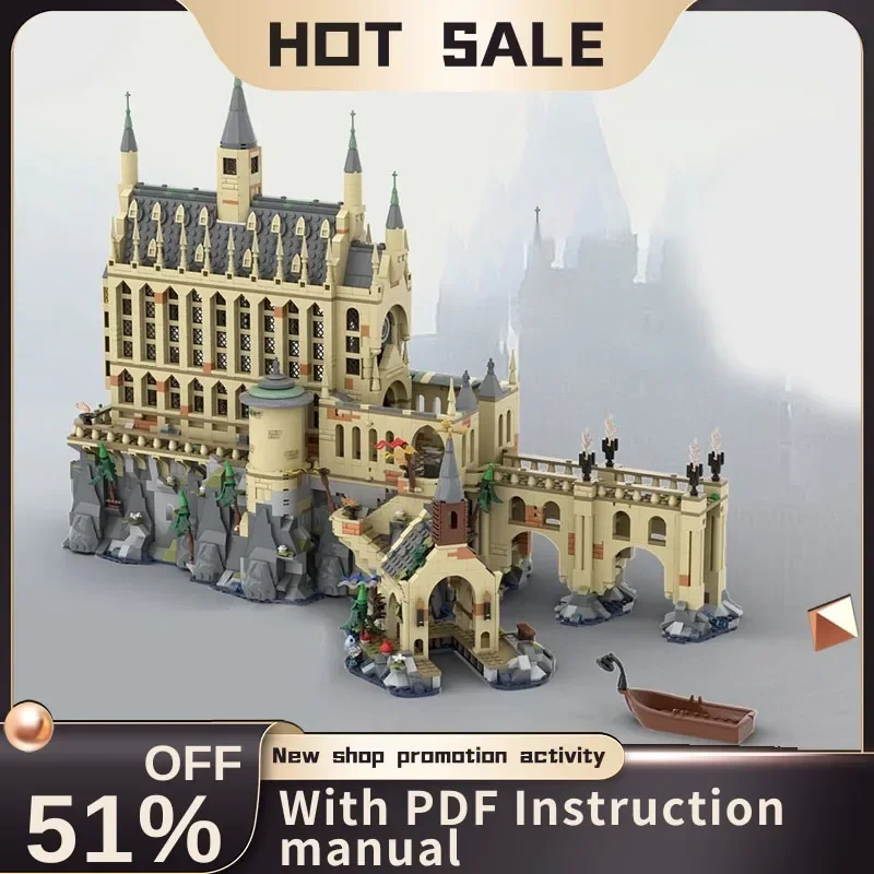 Neues 3123-teiliges Heißes Berühmtes Magischer Film Moc76435 Große Halle Bootshaus Modell Benutzerdefiniertes Puzzle DIY Kreative Ideen Kinderspielzeug Geburtstagsgeschenke