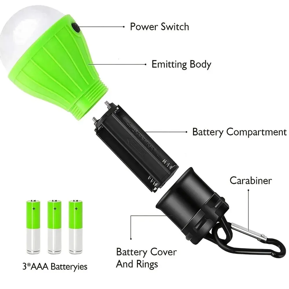 1pc Portable 3LED Outdoor Hanging Light - Perfect for Camping, Emergency, and Night Lighting!