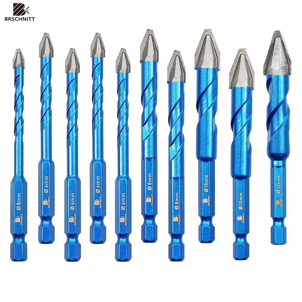 10pcs Dia 5666688101012mm Drill Core Bit Set For Plastic Wood Tile Masonry Bit Masonry Glass Screw Carbide Eccentric Drill