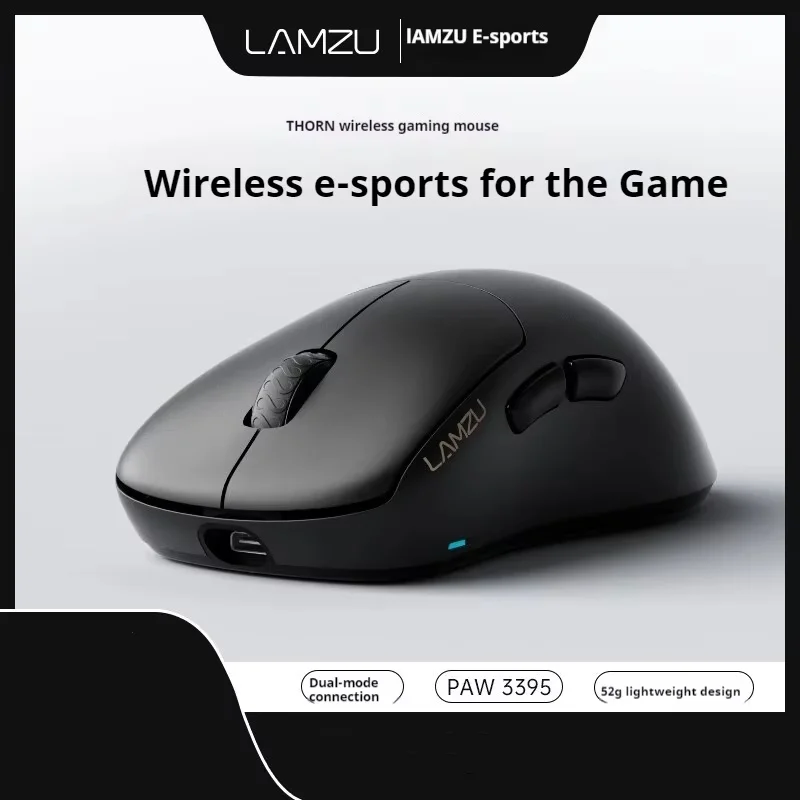 Lamzu Thorn 52g Dual-Mode Wireless/Wired Lightweight Esports Mouse Csgo Valorant  Paw 3395 26000 Dpi Ergonomic Support 4k