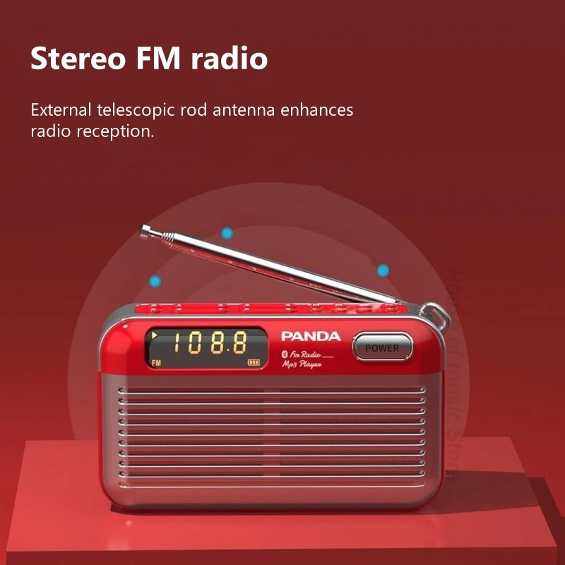 Portable FM Radio with Blue tooth Speakers and TF Card Player,MP3 Player with Headphone Socket hifi Double horn stereo soundbox