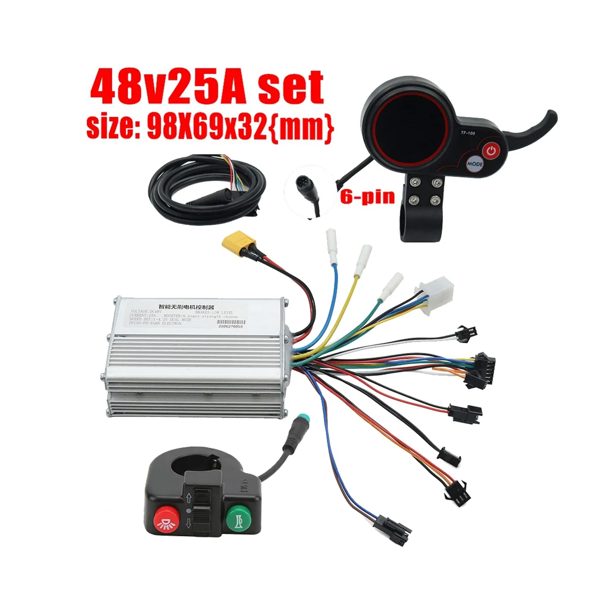 48V 25A Electric Scooter Controller Dashboard Kit with TF-100 Display+Switch Button for KUGOO M4 Electric Scooter Parts