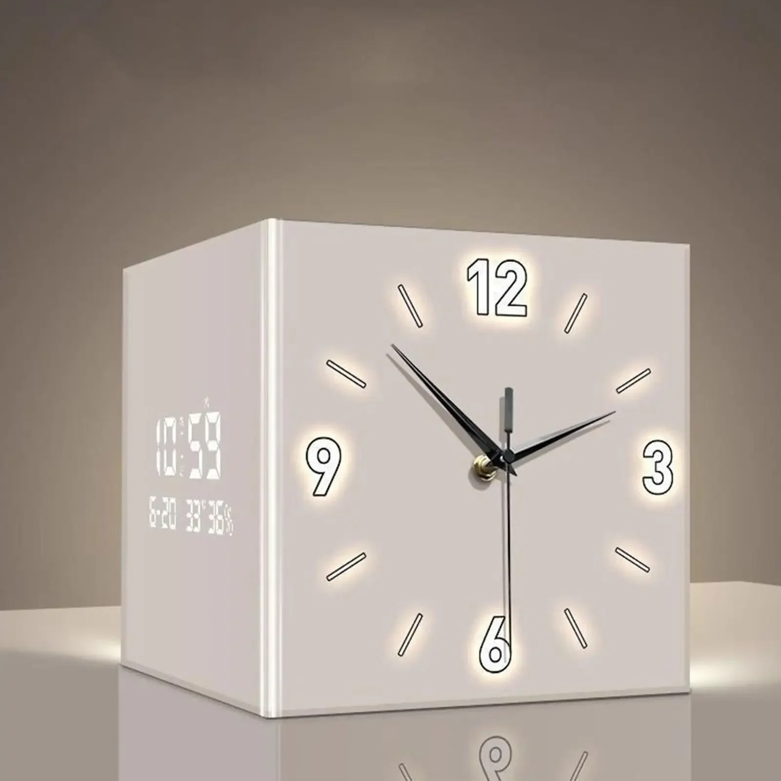 Double-sided Corner Clock Modern Minimalist Calendar Electronic Clock with Night Light for Home Living Room Wall Decorations