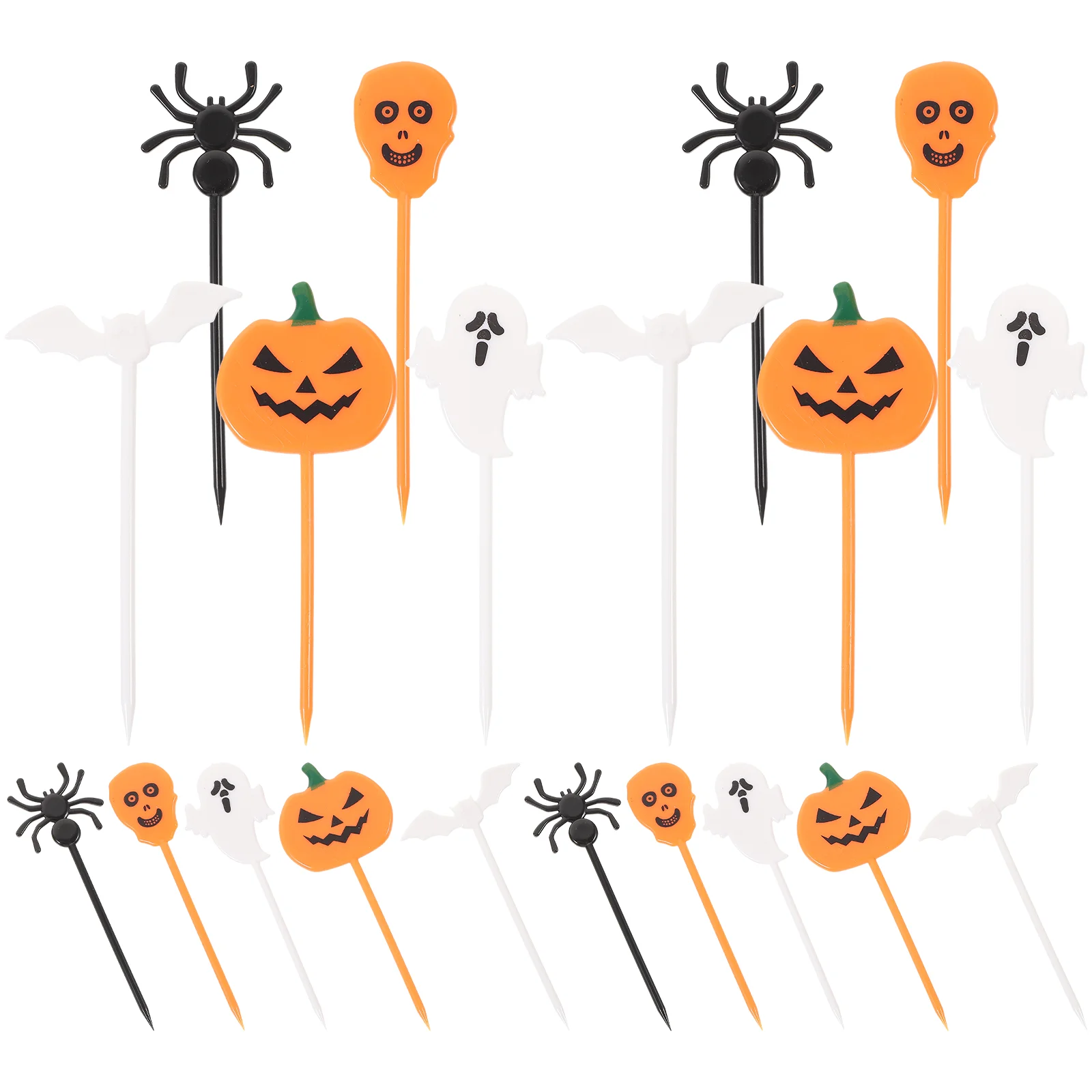 20PCS Per Set Halloween Fruit Fork Creative Fashion Cartoon Fruit Sign Children's Holiday Fruit Fork Set Random Style