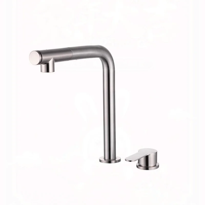 Imagem -04 - Misturador Telescópico Sink Tap 360 Giratória Frio Hot Waterkitchen Faucet Pull Out Pulverizador Elevação Escondida Double Hole Split