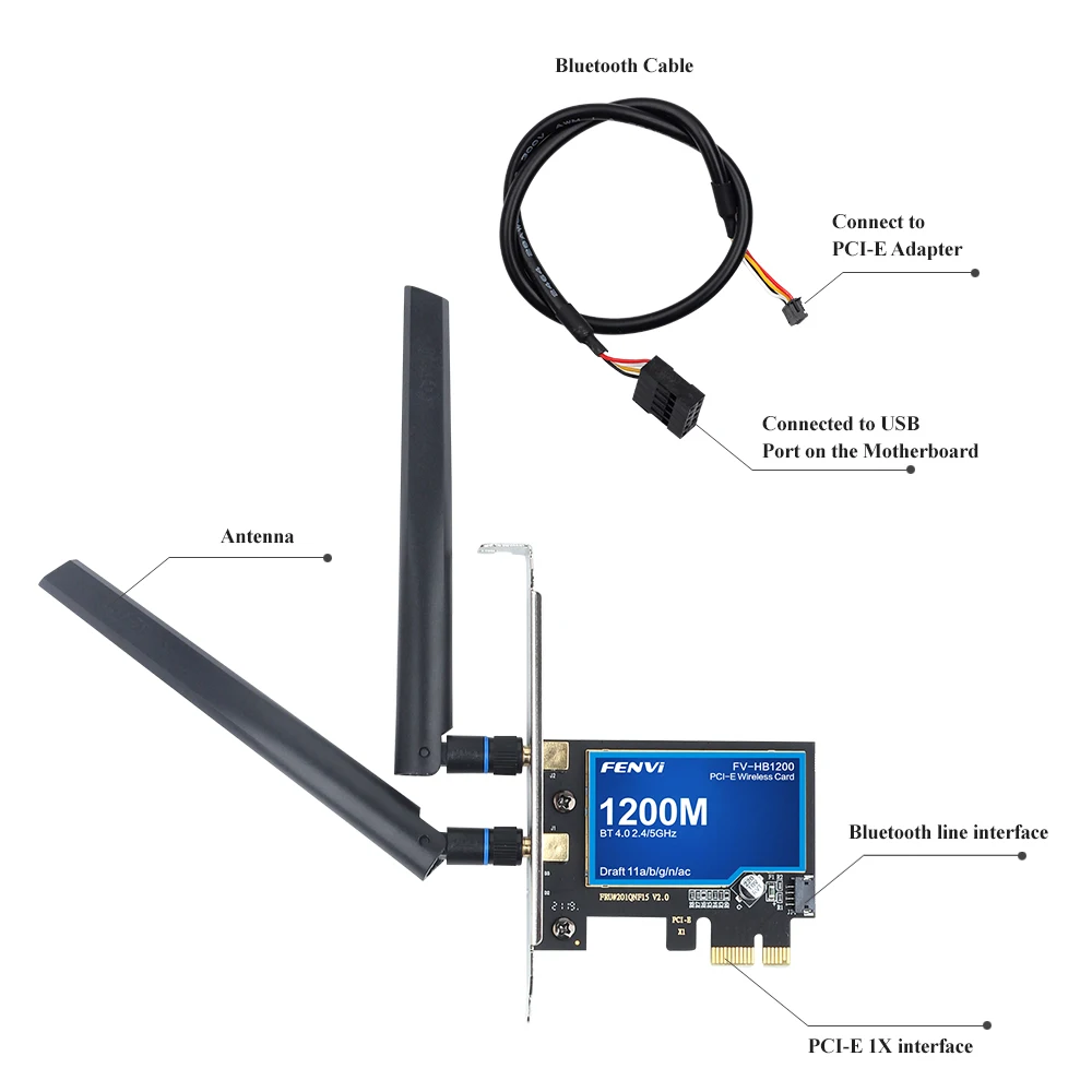 Adaptador pciinalámbrico de escritorio, tarjeta WLAN Wi-Fi con BT4.0 1200G/5GHz para Hackintosh, para Broadcom BCM94360CS2, 2,4 Mbps