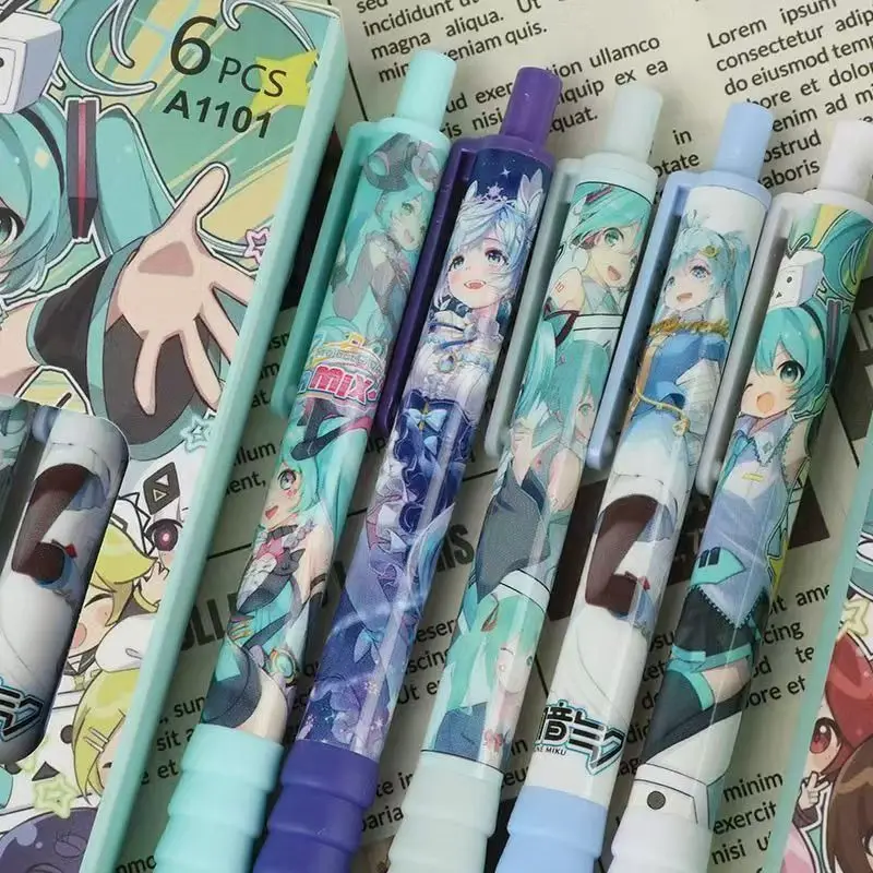 

Girl Hatsune Miku anime limited peripheral cute press gel pen kawaii student cartoon carbon 0.5mm quick dry brush test pen gift