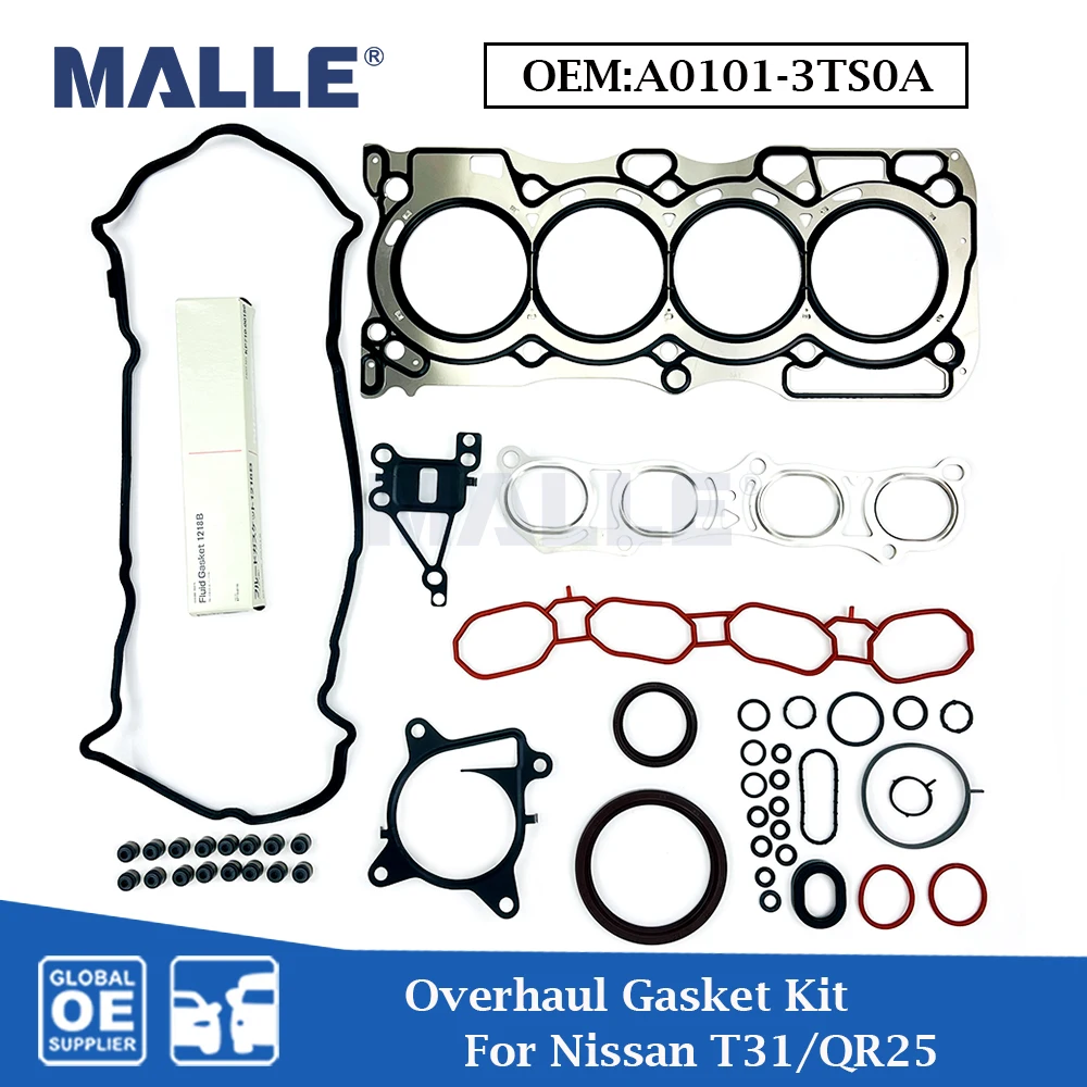 Engine Full Overhaul Gasket Kit For Nissan QR25 T32Z X-TRAIL T32 2.5 2488cc QR25DE Full Repair Set Car Accessories A0101-3TS0A