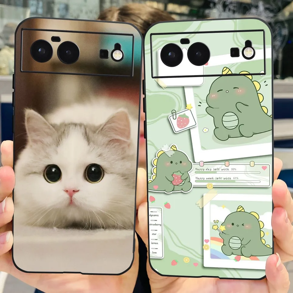 Luxury Slim Case For Google Pixel 6 Pro 6a 7 Pro Shockproof Bumper Back Cover Pet Cat Dinosaur Animals Phone Coques Pixel 7 7Pro