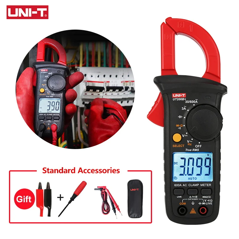 UNI-T Digital Clamp Meters UT200A+ UT200B+ AC Current Measuring Pliers Ammeter True RMS Electrician Voltage Tester