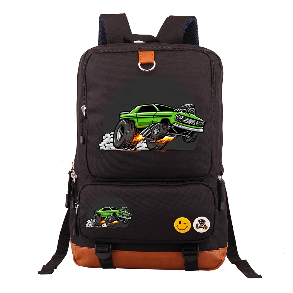 

2026 New Cartoon Car 4 Notebook Backpack Large Capacity Leisure Business Travel Backpack Junior High School Student Bookbag Dual