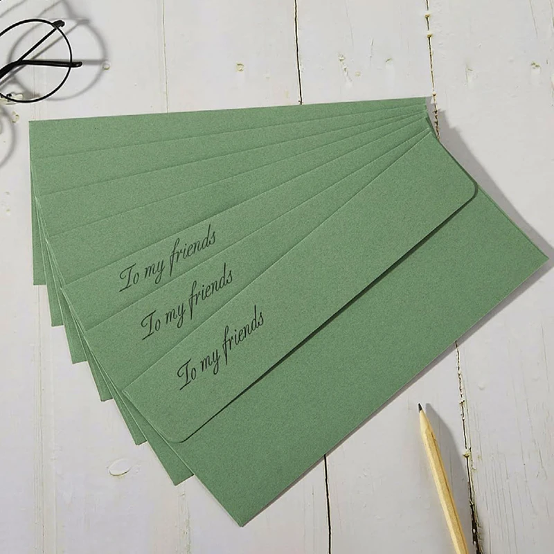 Envelope 50pcs Grass Green Autohesion Kraft Paper 241x105mm  Business Postcard Giftbox Packaging Envelopes Wedding Invitations