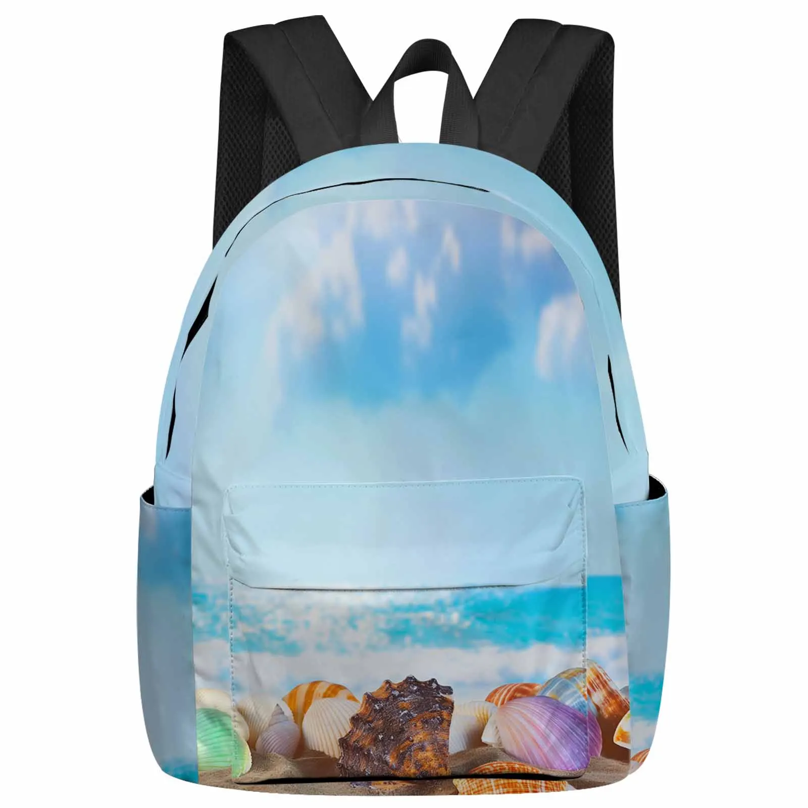 Ocean Illustration Shell Backpack Teenagers Student School Bags Laptop Custom Backpack for Men Women Travel Bag