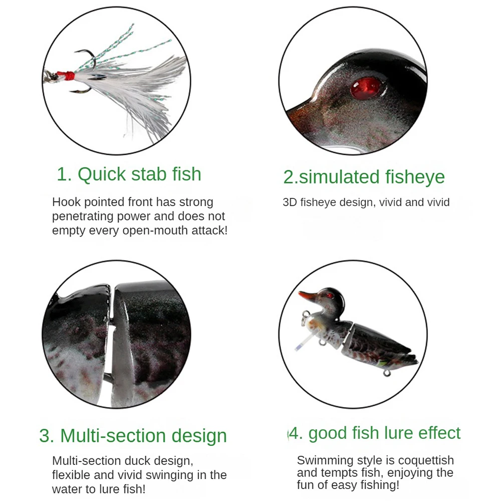เหยื่อปลอมอเนกประสงค์รูปเป็ด1 ~ 10ชิ้น, เหยื่อล่อปลาจำลองเหยื่อตกปลาหลายส่วนเหยื่อปลอมแบบลอยได้