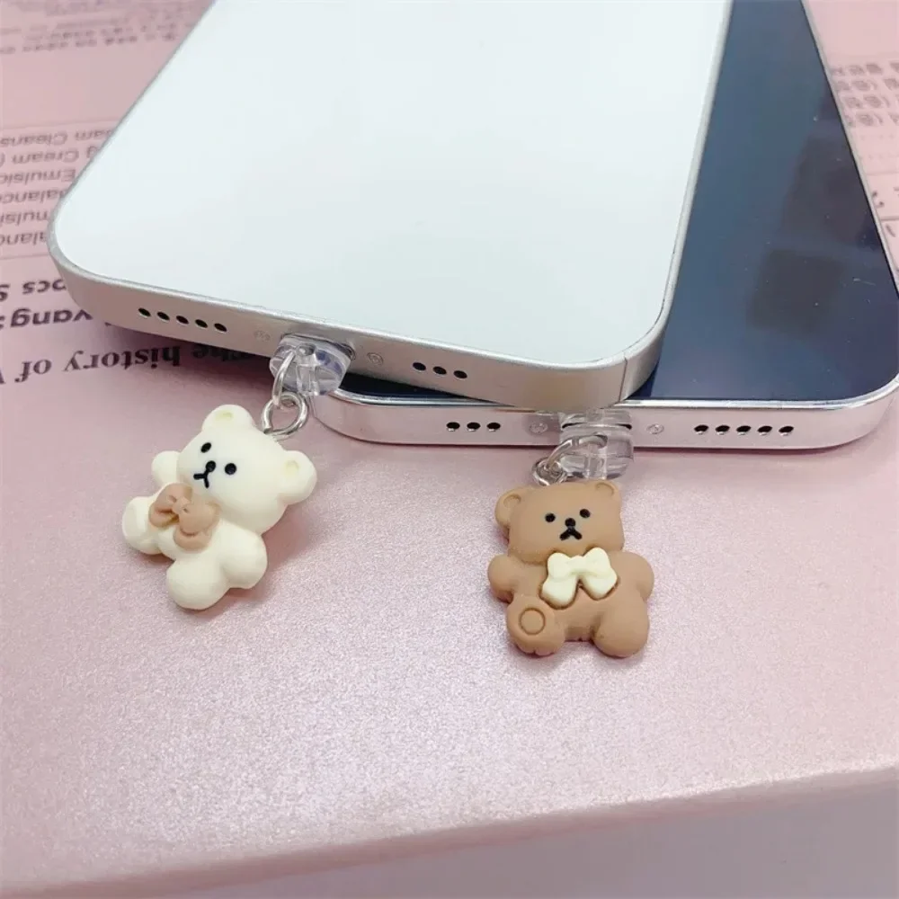 1pc Cute Little Bear Phone Dust Plug Pendant Suitable for IPhone for Samsung Type-C Interface Dust Plug Accessory Decoration