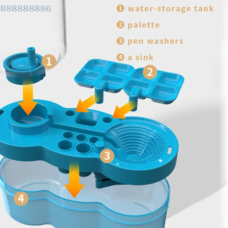 

[B]Nail Art Brush Washer with Drain Button Paint Brush Clean Device Automatic Water Circulation For Nail Art Brush