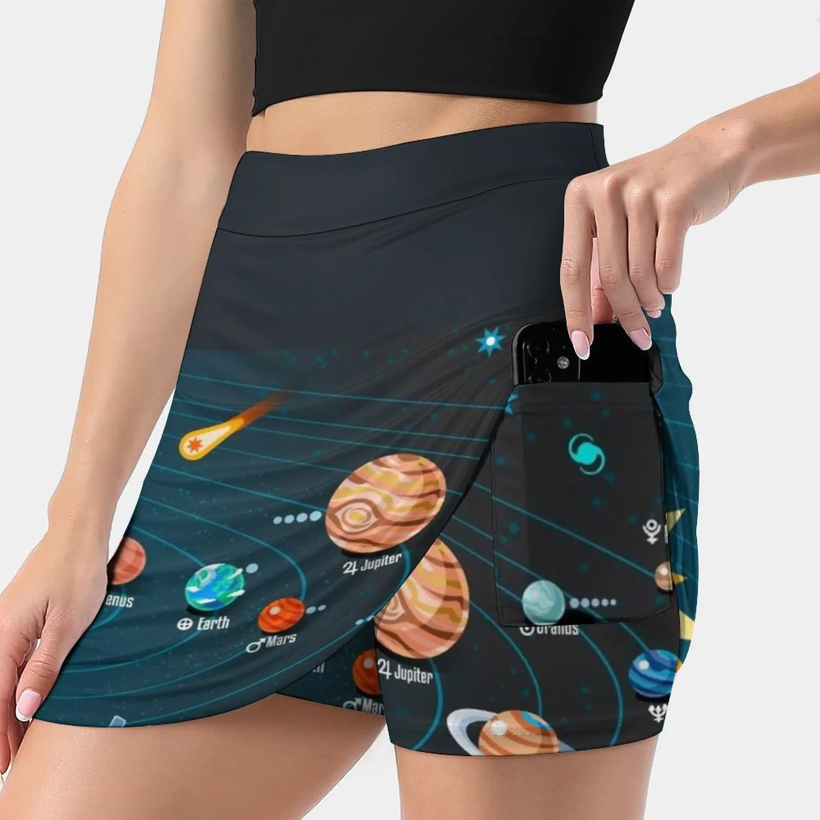 

Solar System Women's skirt Mini Skirts A Line Skirt With Hide Pocket Solar System Planet Orbit Scheme Concept Cosmos Sphere