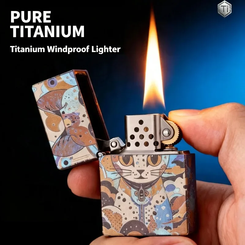 ZORRO 860 Metal Titanium Oil Lighter Anodized Titanium Insert Flint Wheel Lighter Laser Engraved Trench Lighter Holiday Men Gift