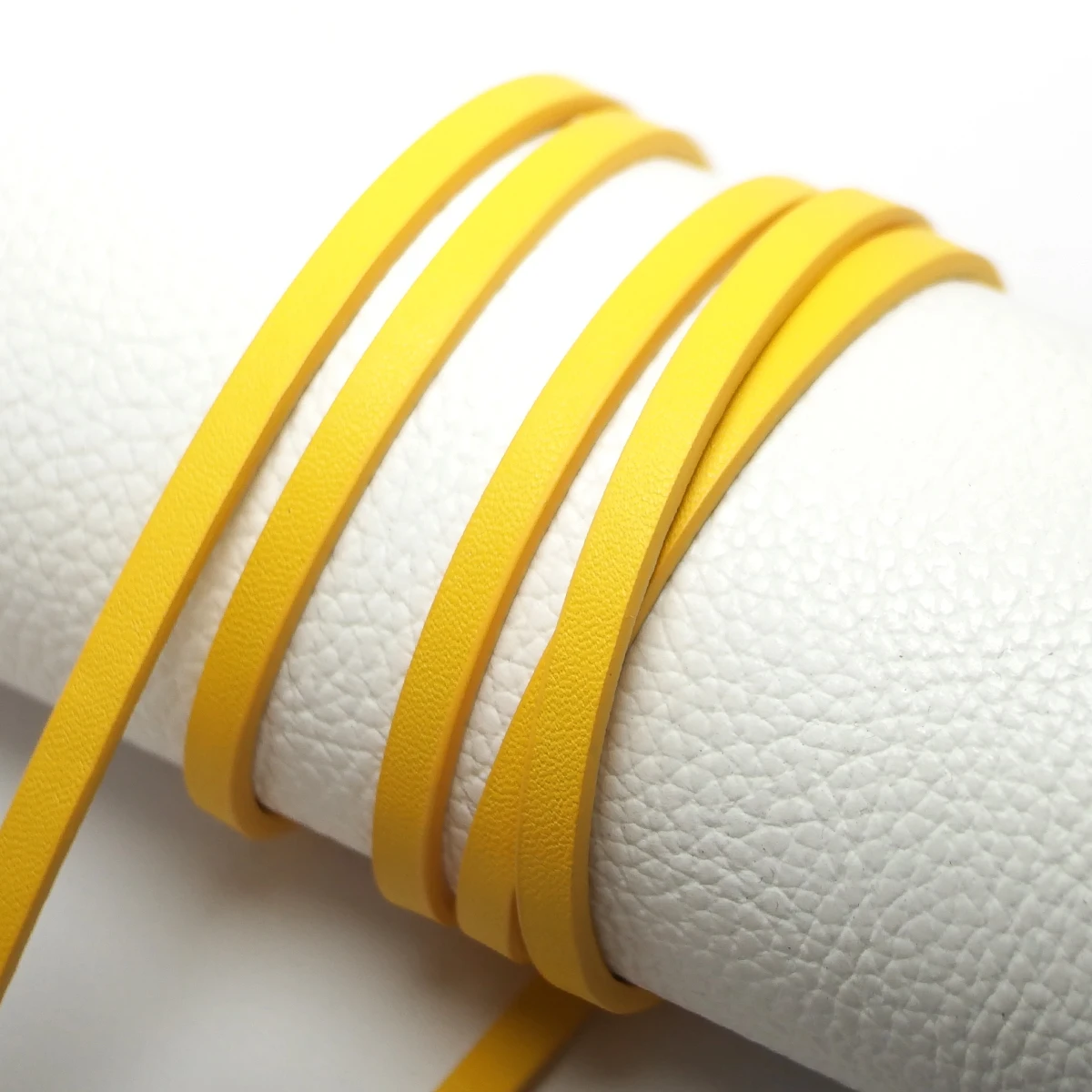 46inches Soft Faux leather cord,Yellow Fine Litchi Texture 5mm Leather Strips,Jewelry cord,Necklace Cord, Bracelet Making