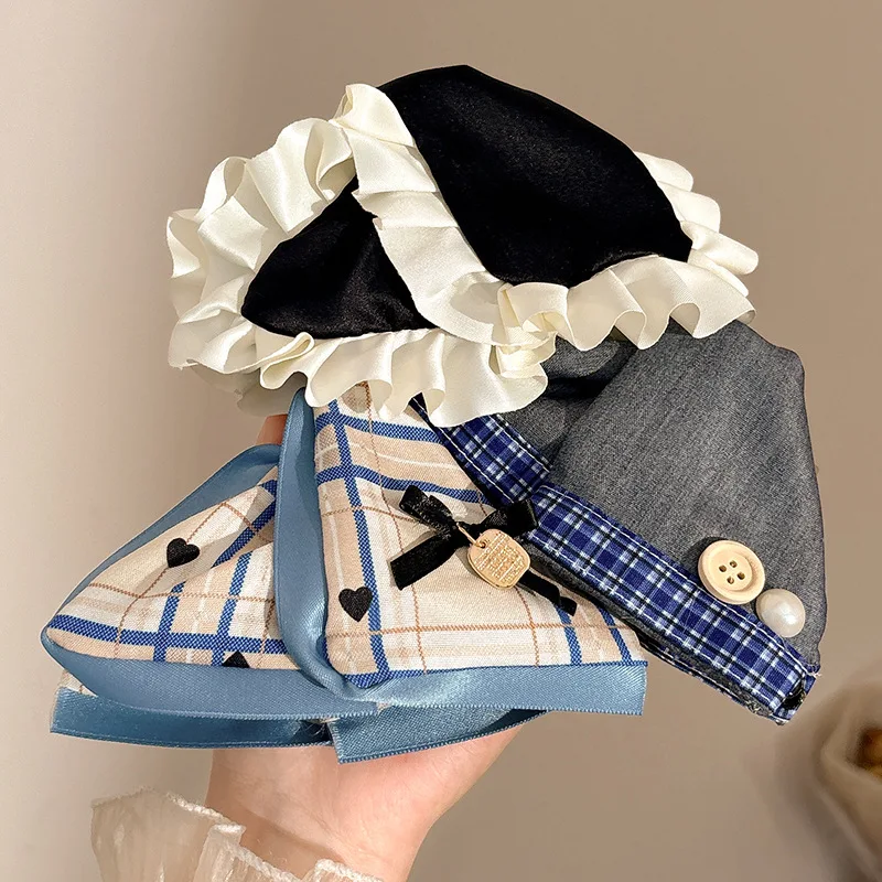 

Fashion Hair Claw Clips Korean Version Sweet Style Accesoires New French Pleated Lace Triangular Gripper For Women's Hair Clips