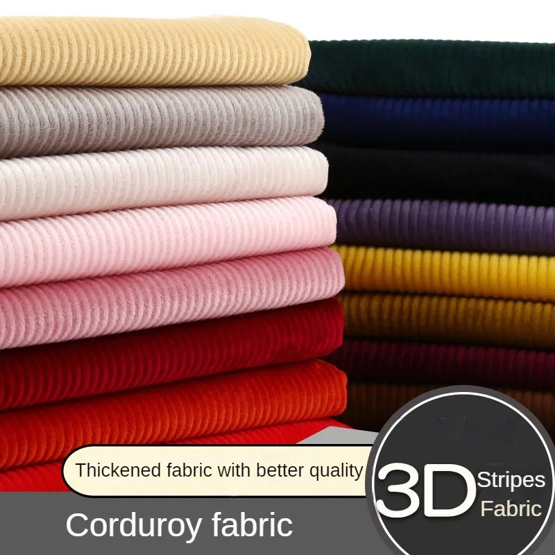 Corduroy Fabric Per Meter for Coat Hat Curtains Pillow Dress Pants Diy Sewing Needlework Cloth Soft Warm Breathable Plain White