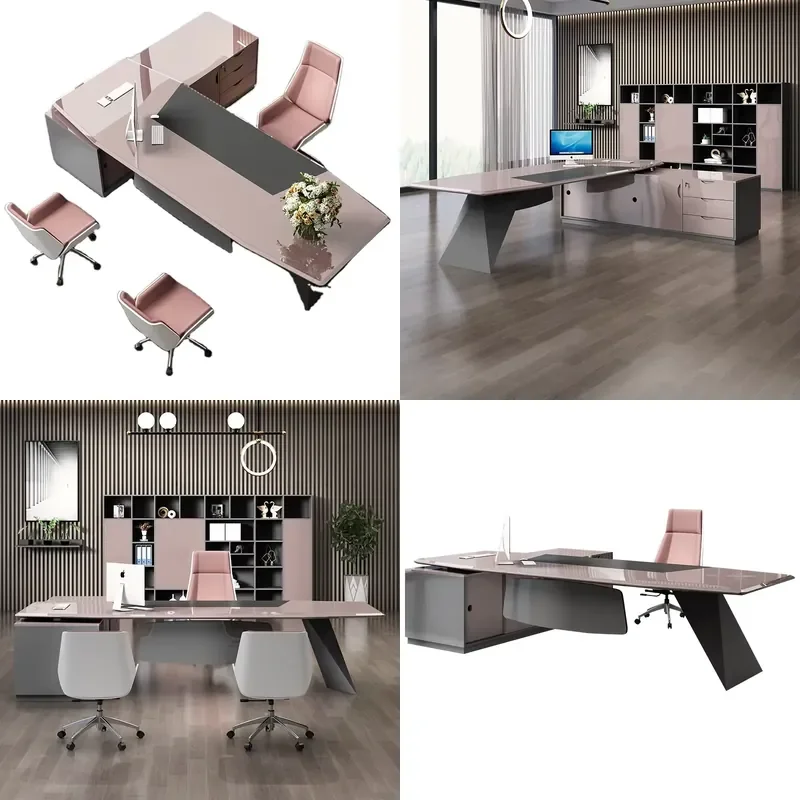 Paint boss pink Table Female President Table Fashion Manager Supervisor Table Modern Minimalist Office Furniture Executive